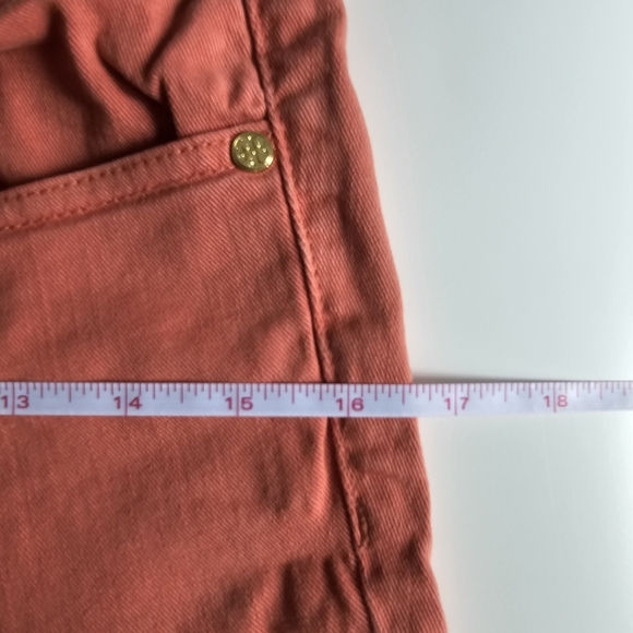 TORY BURCH Alexa Cropped Skinny Jeans Coral Pink Low Rise Stretch - Picture 11 of 16